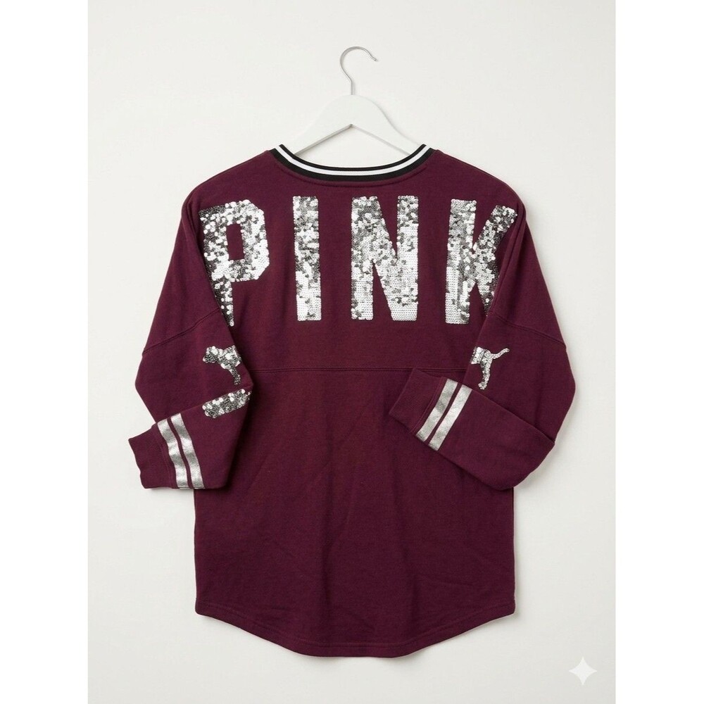 Victoria's Secret Pink Limited Edition Fashion Show Bling Varsity Crew Shirt SP